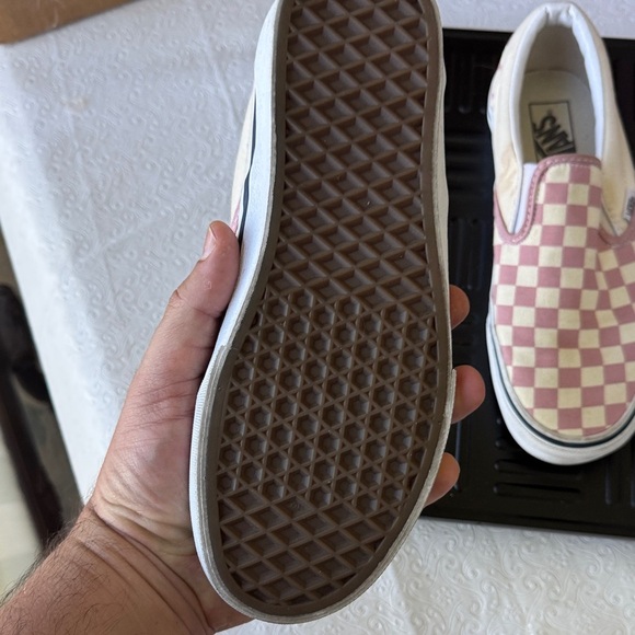 Vans Pink and Cream Checkered Loafers - Picture 4 of 4